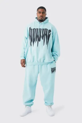 Plus Oversized Homme Drip Hooded Tracksuit