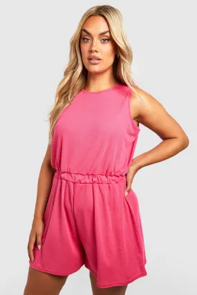 Plus Rib Elasticated Waist Flippy Romper