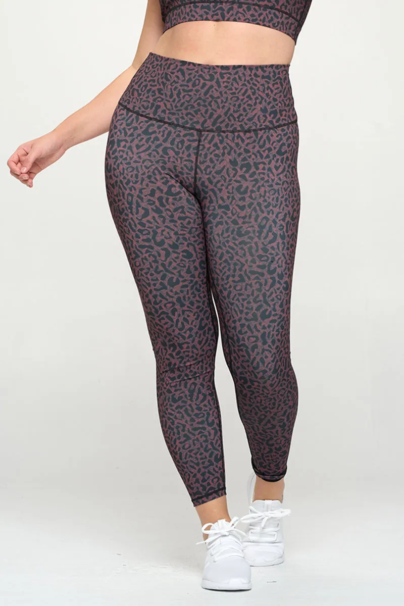 Plus Size Dangerously Deep Leopard Print Active Leggings