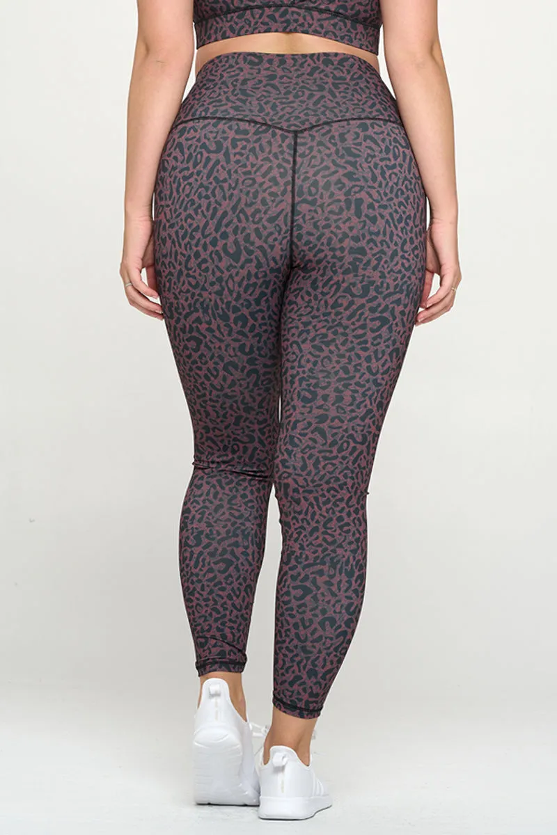 Plus Size Dangerously Deep Leopard Print Active Leggings