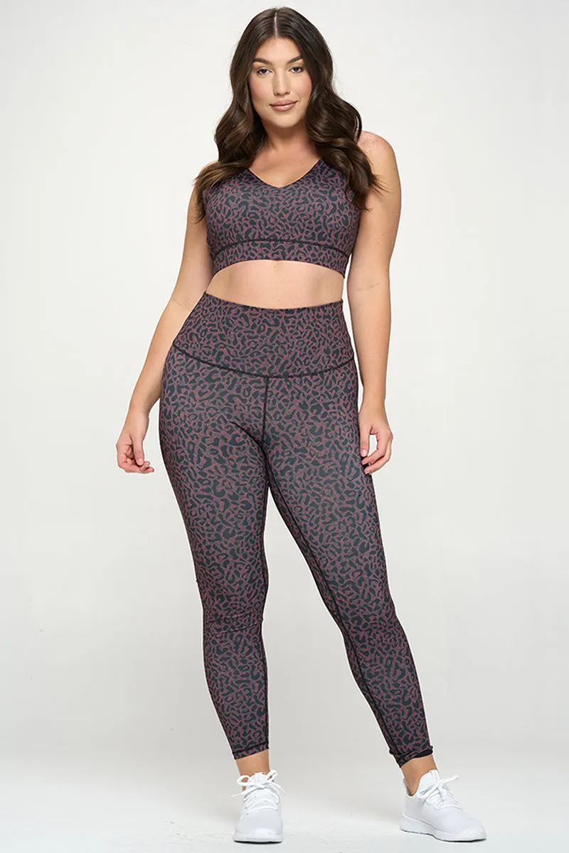 Plus Size Dangerously Deep Leopard Print Active Leggings