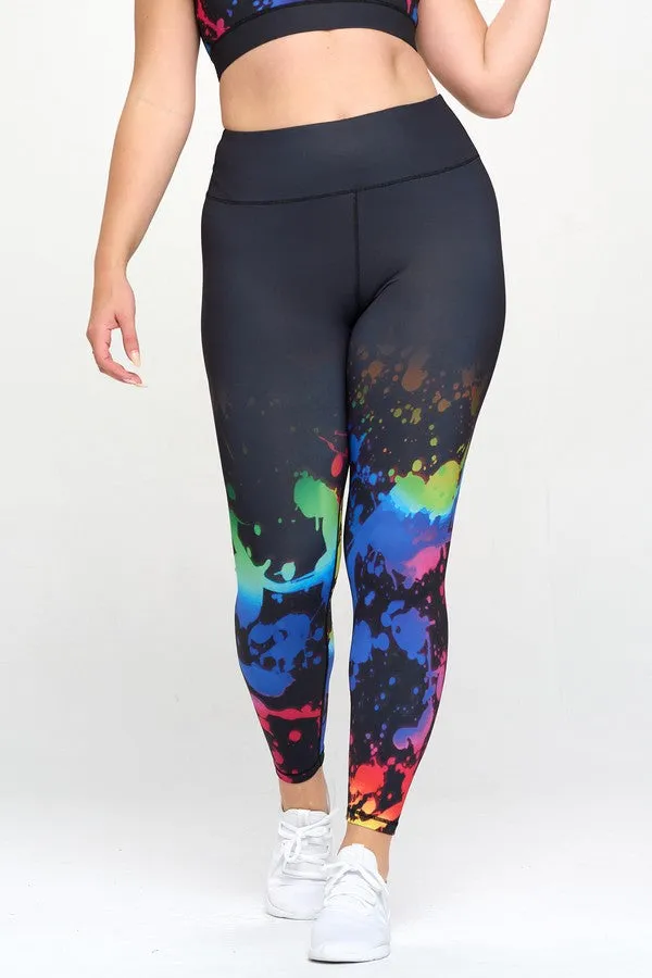 Plus Size Midnight Paint Splatter Active Leggings