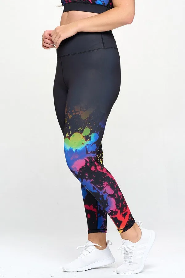 Plus Size Midnight Paint Splatter Active Leggings