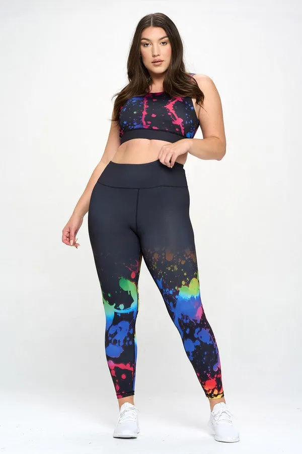 Plus Size Midnight Paint Splatter Active Leggings