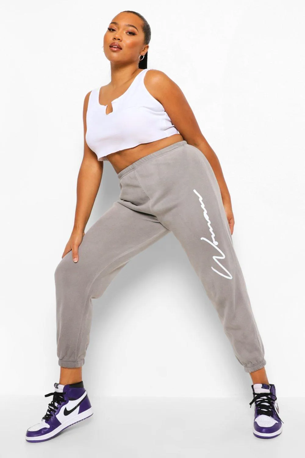 Plus Woman Acid Wash Joggers