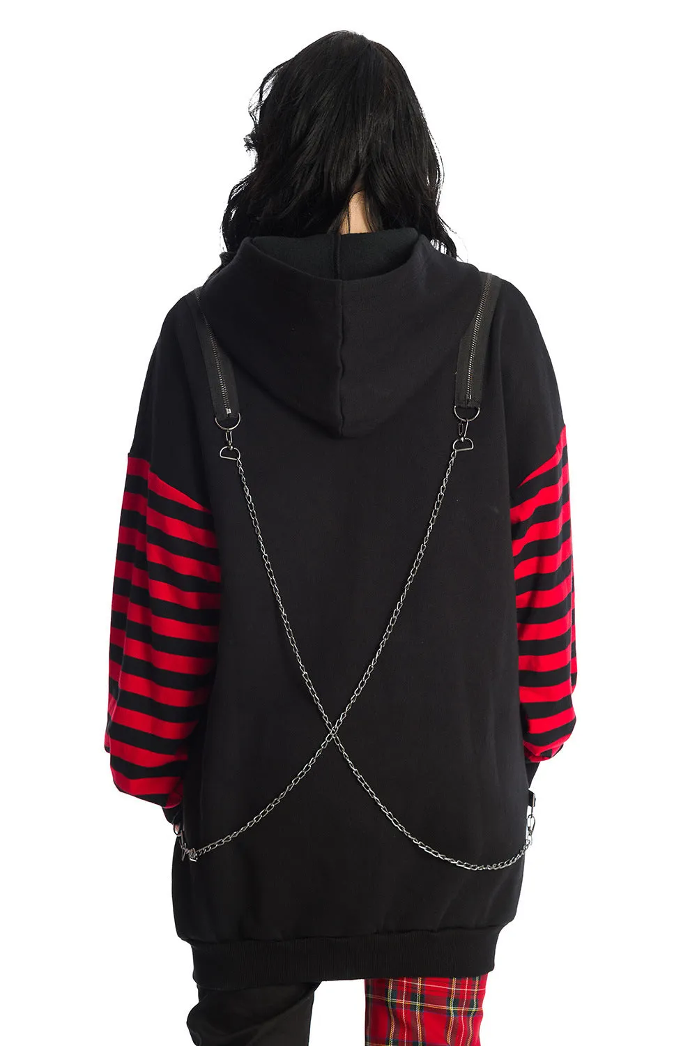 Portia Hoodie Zip Red Stripe