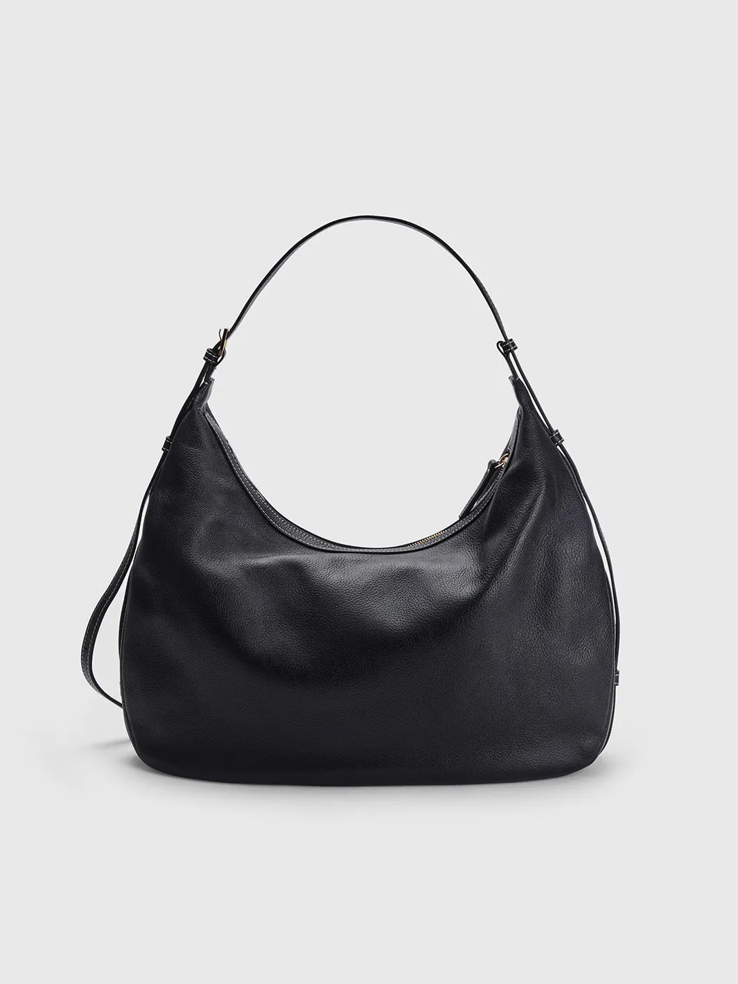 Potenza Black/Contrast Stitch Grained leather Large hobo bag