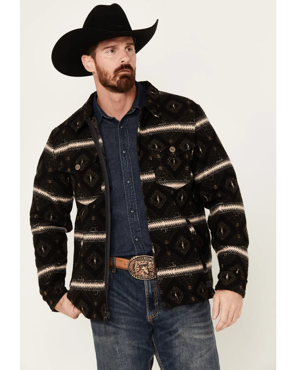 Product Name:  Powder River Outfitters by Panhandle Men's Berber Multicolor Zip Snap Jacket