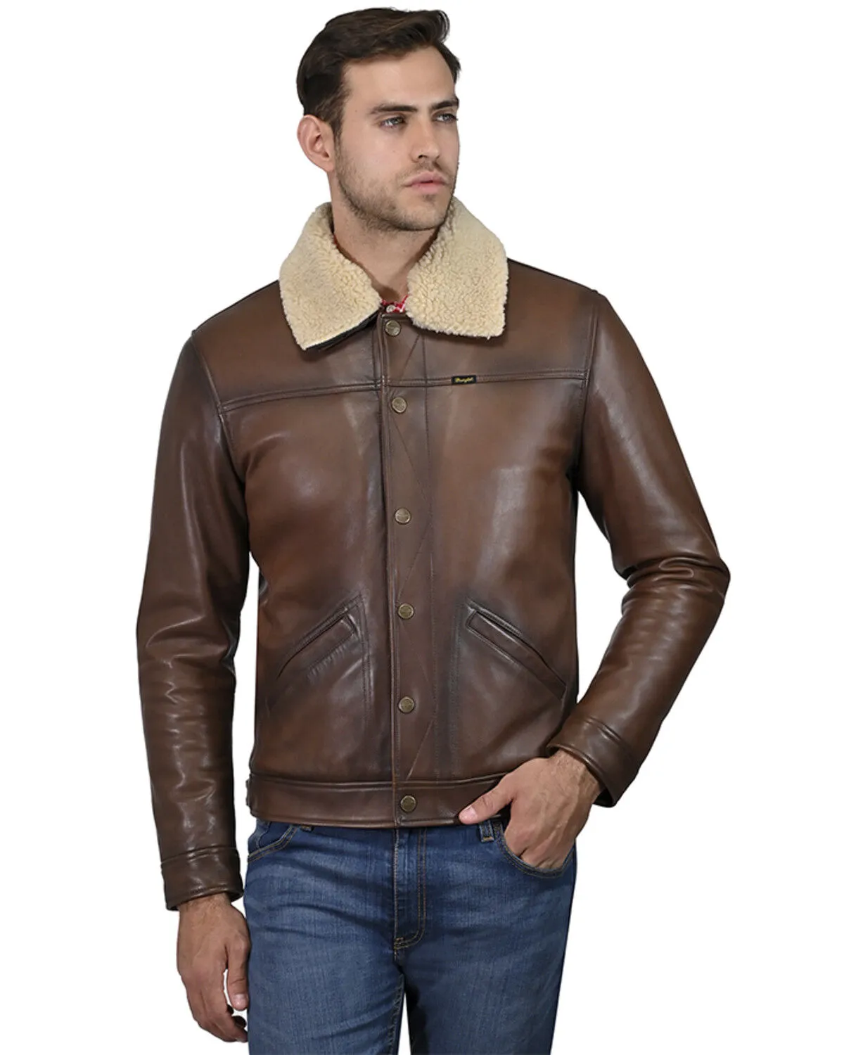 Product Name:  Wrangler Men's Vintage Sherpa Lined Leather Jacket