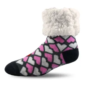 Pudus Unisex Classic Slipper Socks - Valentine Hearts