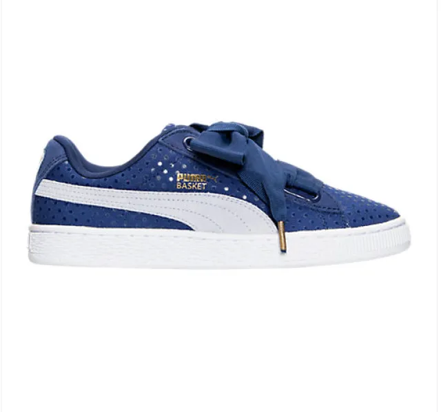 Puma Basket Heart Denim Twilight Blue White 36337101 Wom...