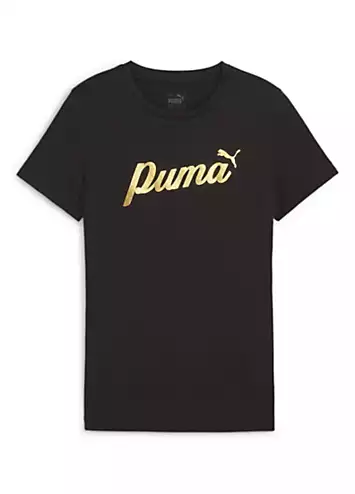 Puma Kids Script Metallic Print T-Shirt