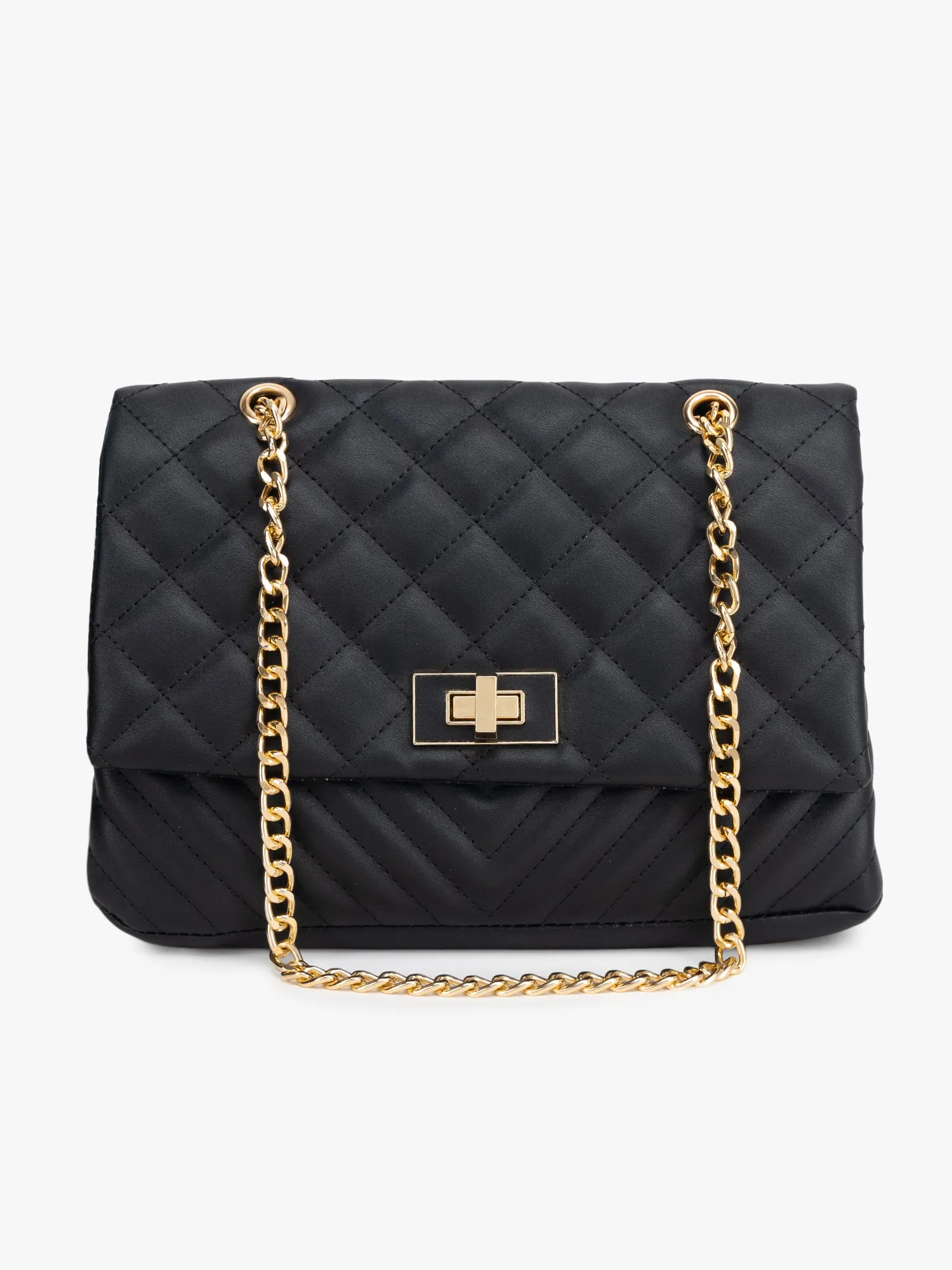 Quilted Solid Handbag With Chain