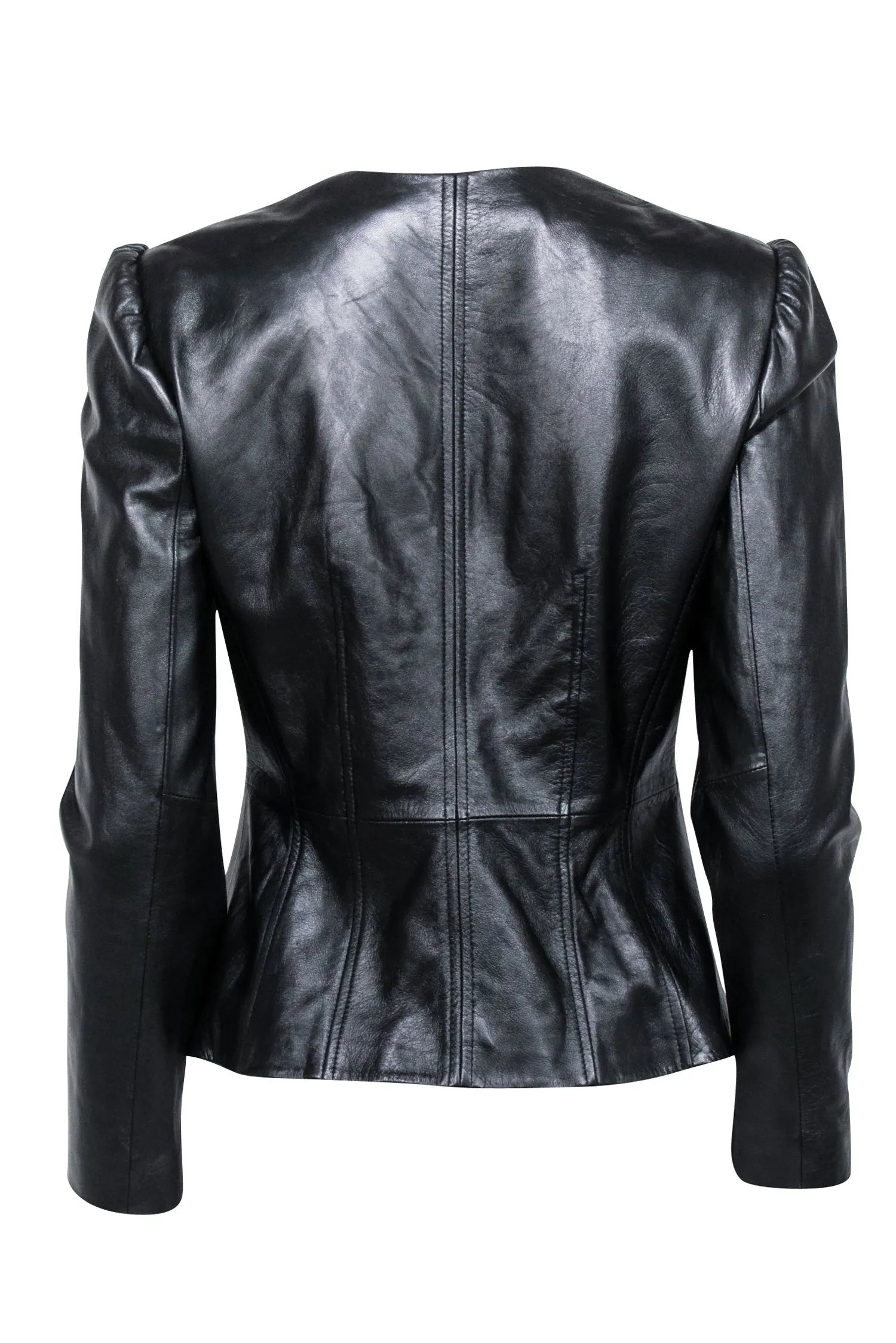 Rebecca Taylor - Black Leather Scalloped Edge Jacket Sz 4