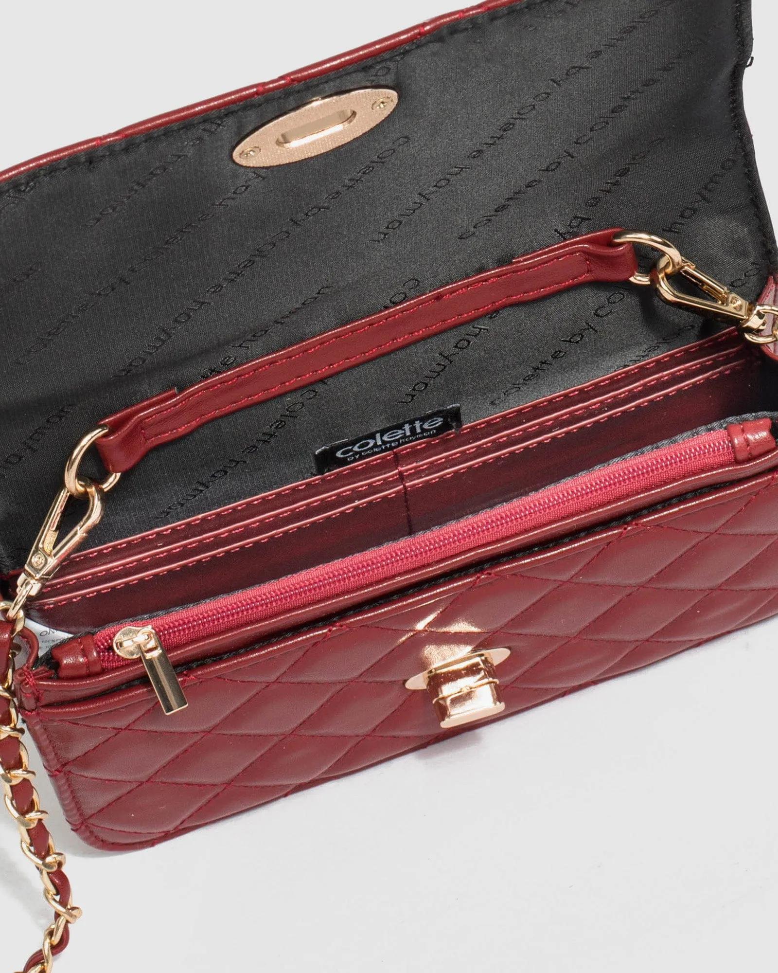 Red Eboni Quilted Crossbody Bag