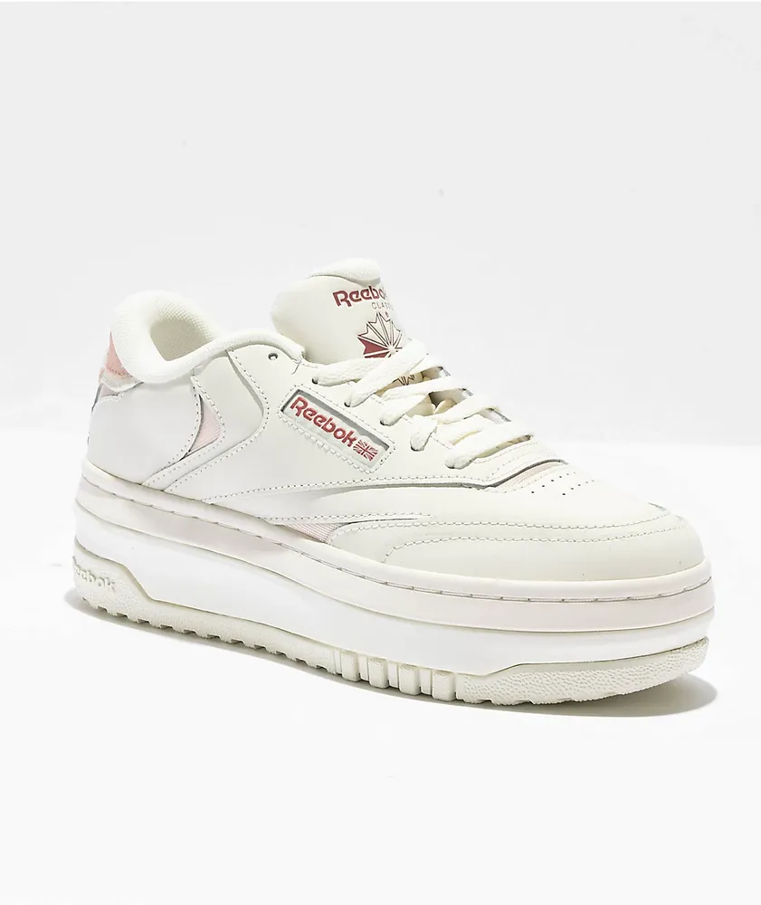 Reebok Club C Revenge White & Pink Platform Shoes