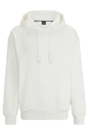 Regular-fit hoodie in cotton bouclé with ribbed cuffs