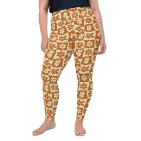 Retro Flower Checkerboard Plus Size Leggings