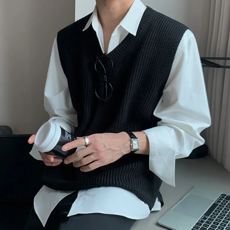 Rib Knit V-Neck Sweater Vest