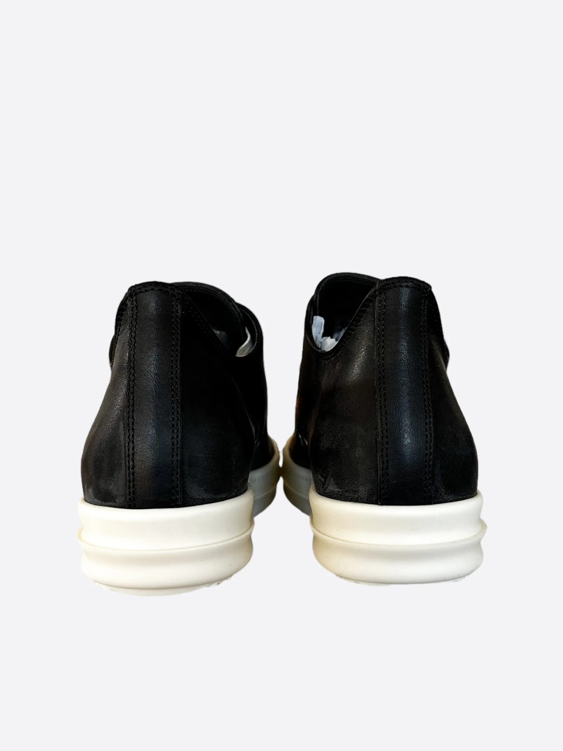 Rick Owens Black & White Suede Women's Low Top Sneakers