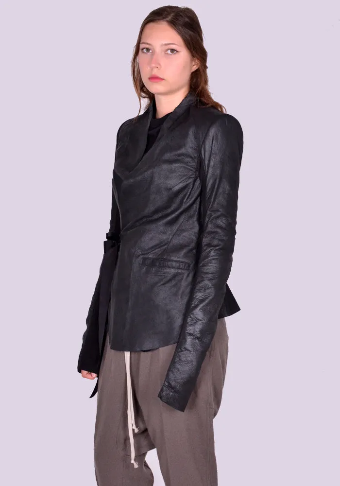 RICK OWENS WOMEN RP02D3707 LBA 09 HOLLYWOOD LEATHER JACKET BLACK (New season FW24)