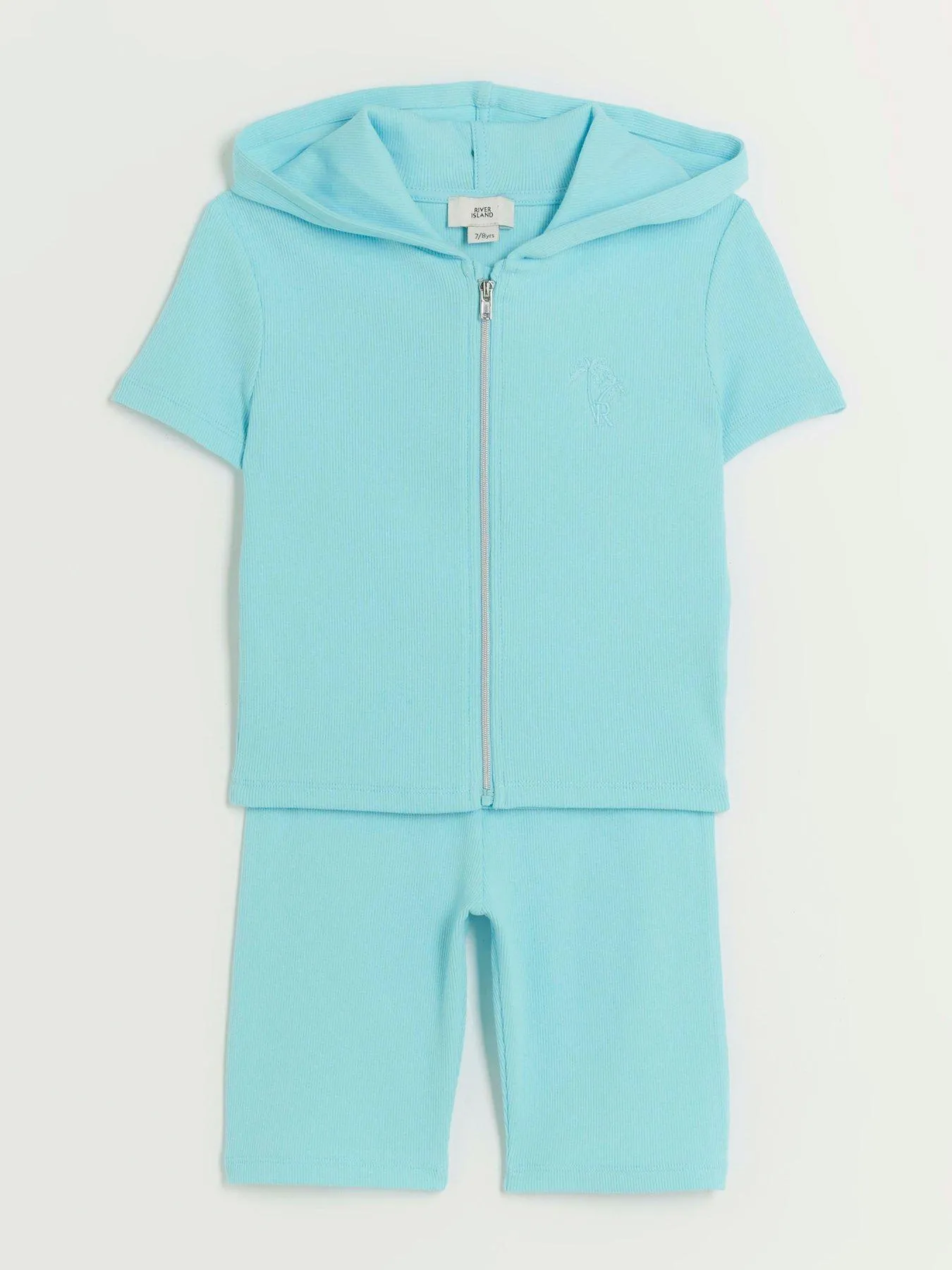 River Island Girls Ribbed Zip Up Hoodie Set - Green