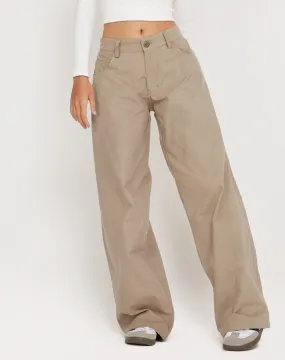 Roomy Low Rise Extra Wide Trousers in Biscotti