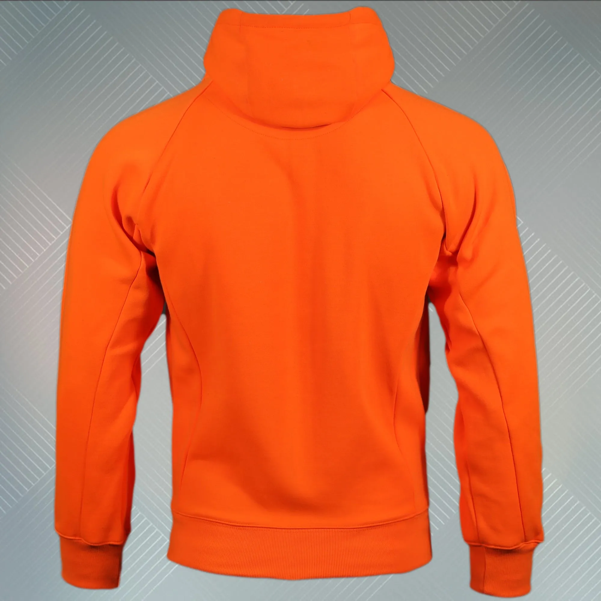 Safety Orange Unbasic Fleece Stash Pocket Sunset Park Tapered Zipper Hoodie | Fleece Safety Orange Hoodie