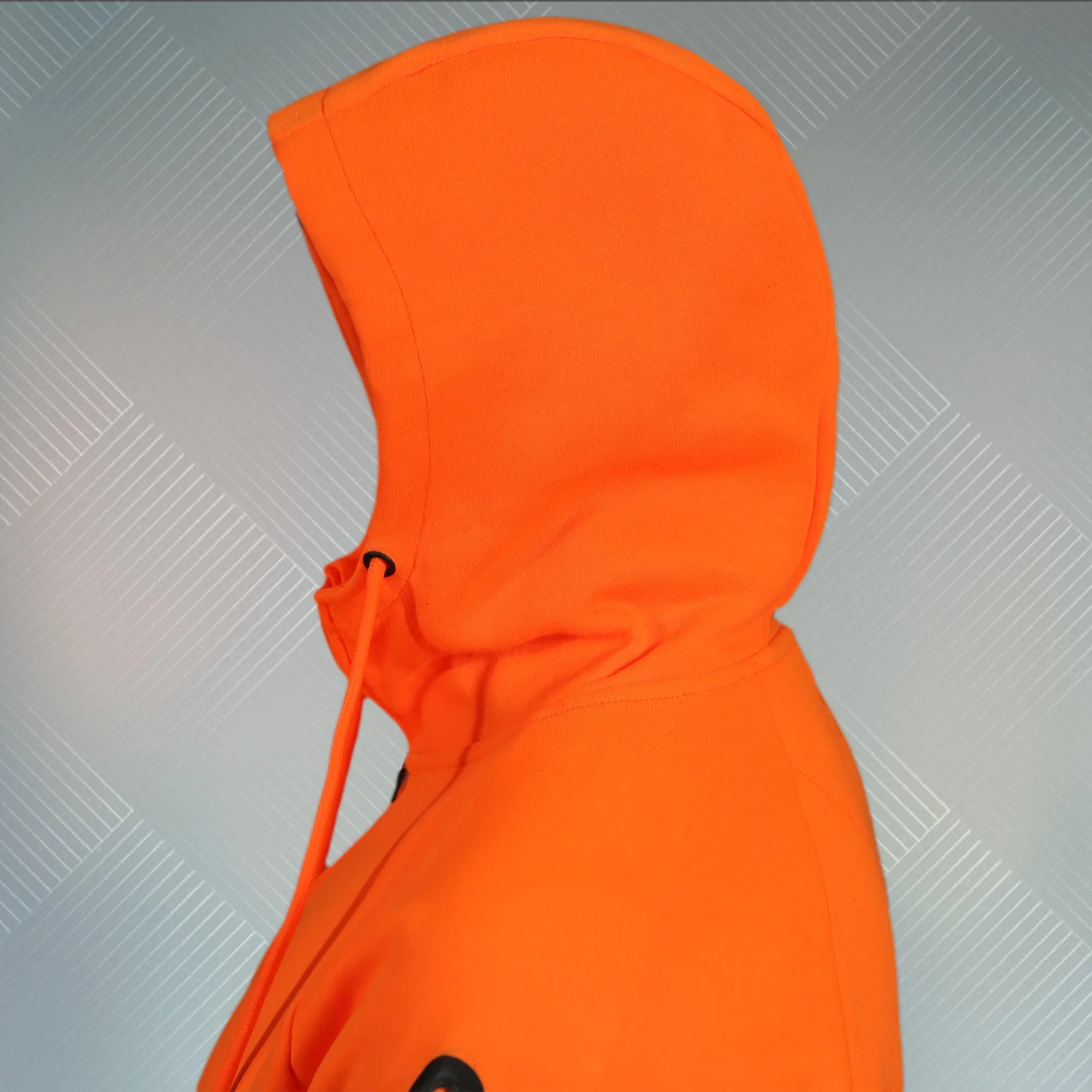 Safety Orange Unbasic Fleece Stash Pocket Sunset Park Tapered Zipper Hoodie | Fleece Safety Orange Hoodie