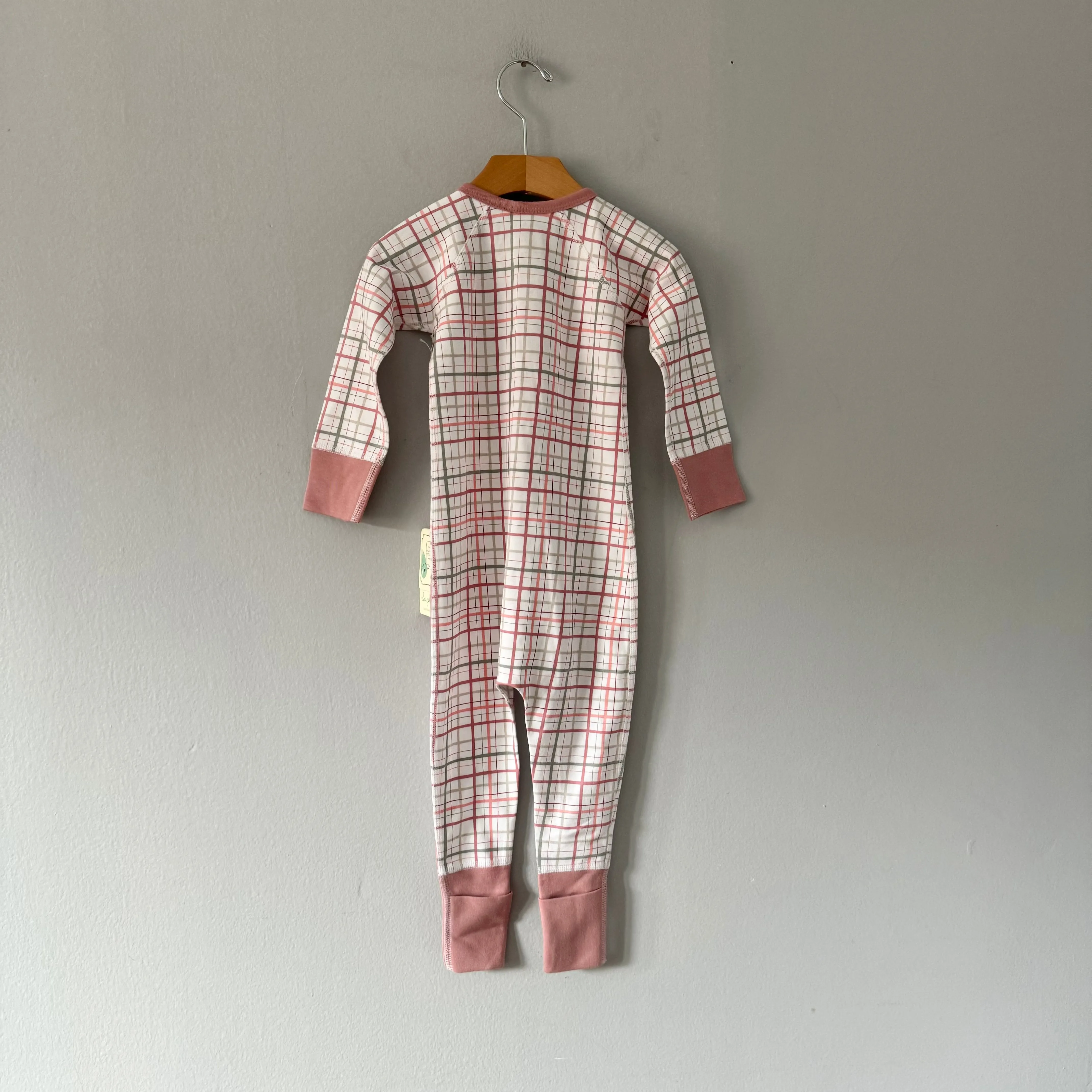 Sapling / Smokey pink checked romper / 12-18M - New with tag