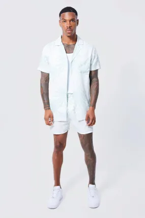 Short Sleeve Palm Shirt And Short Set | boohooMAN UK