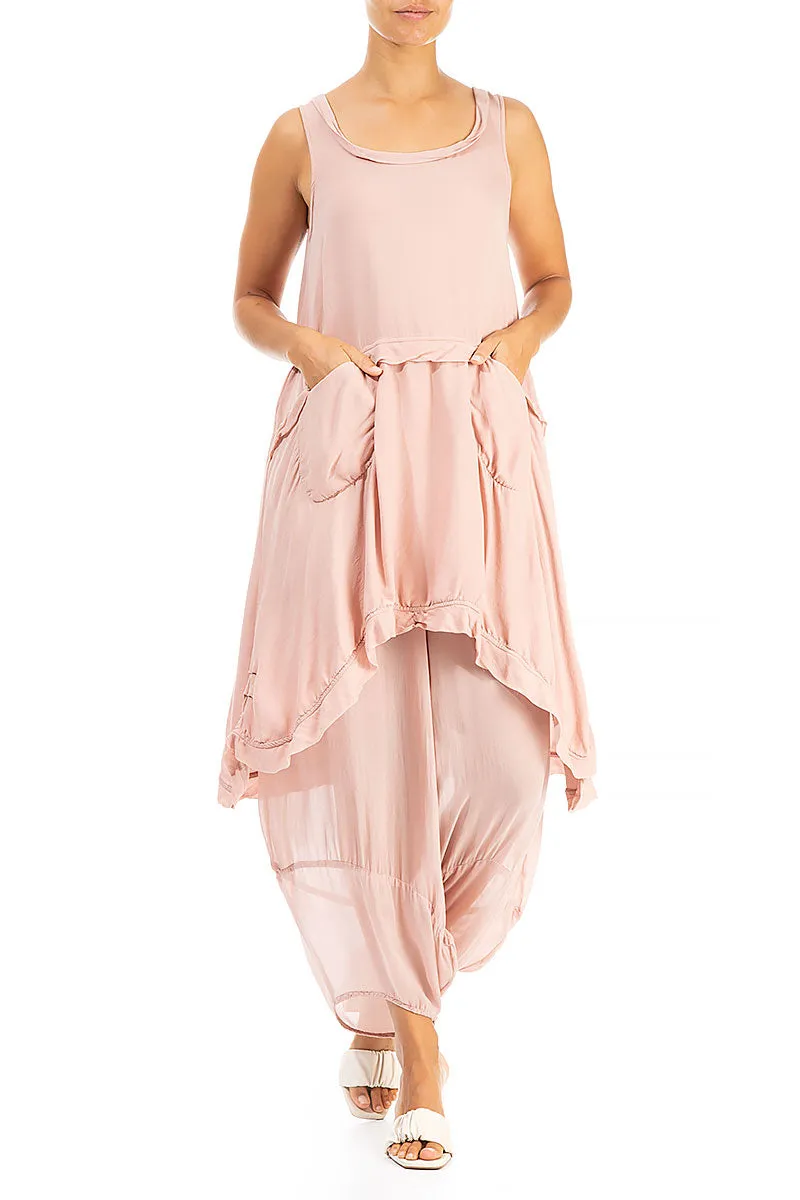 Sleeveless Pink Silk Tunic