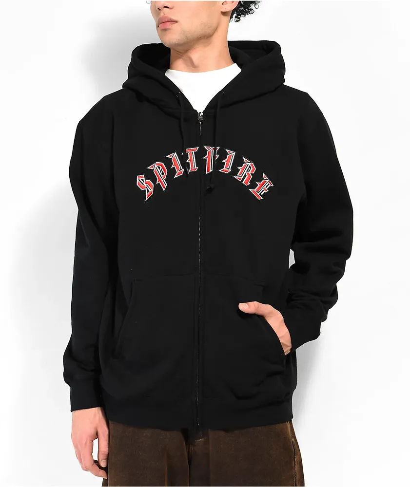 Spitfire Old E Embroidered Black Zip Hoodie