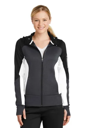 Sport-Tek LST245 Ladies Tech Fleece Colorblock Full-Zip Hooded Jacket