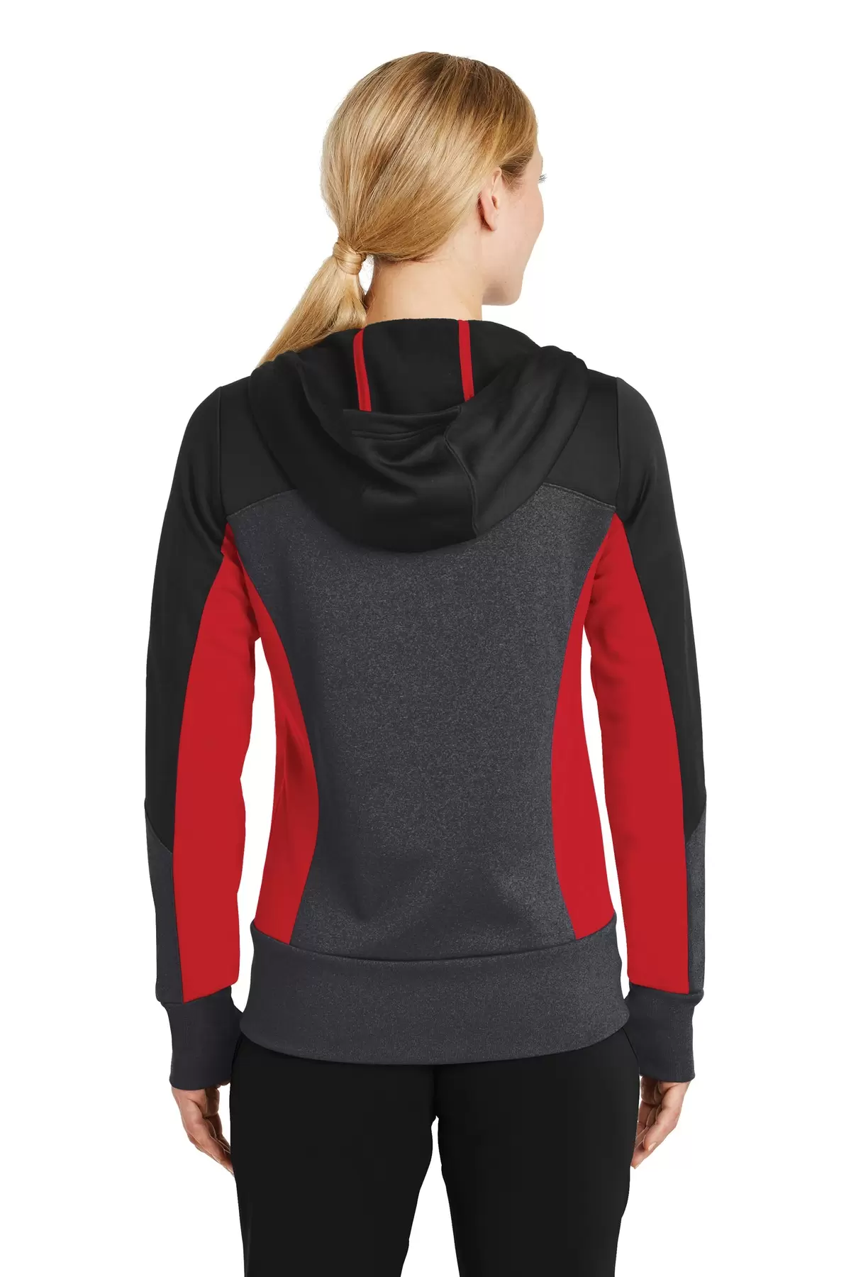 Sport Tek LST245 Sport-Tek Ladies Tech Fleece Colorblock Full-Zip Hooded Jacket SKU: LST245