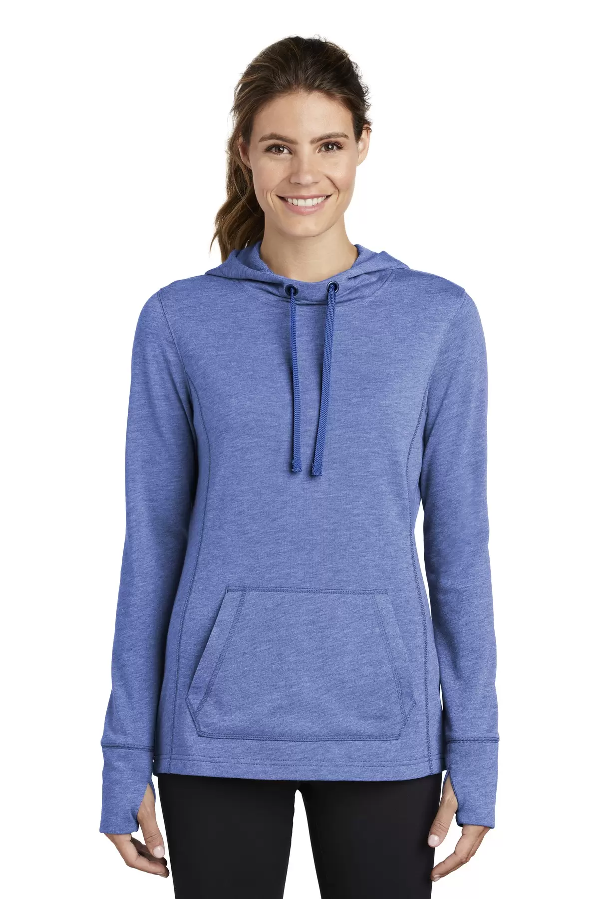 Sport Tek LST296 Sport-Tek  Ladies PosiCharge  Tri-Blend Wicking Fleece Hooded Pullover SKU: LST296