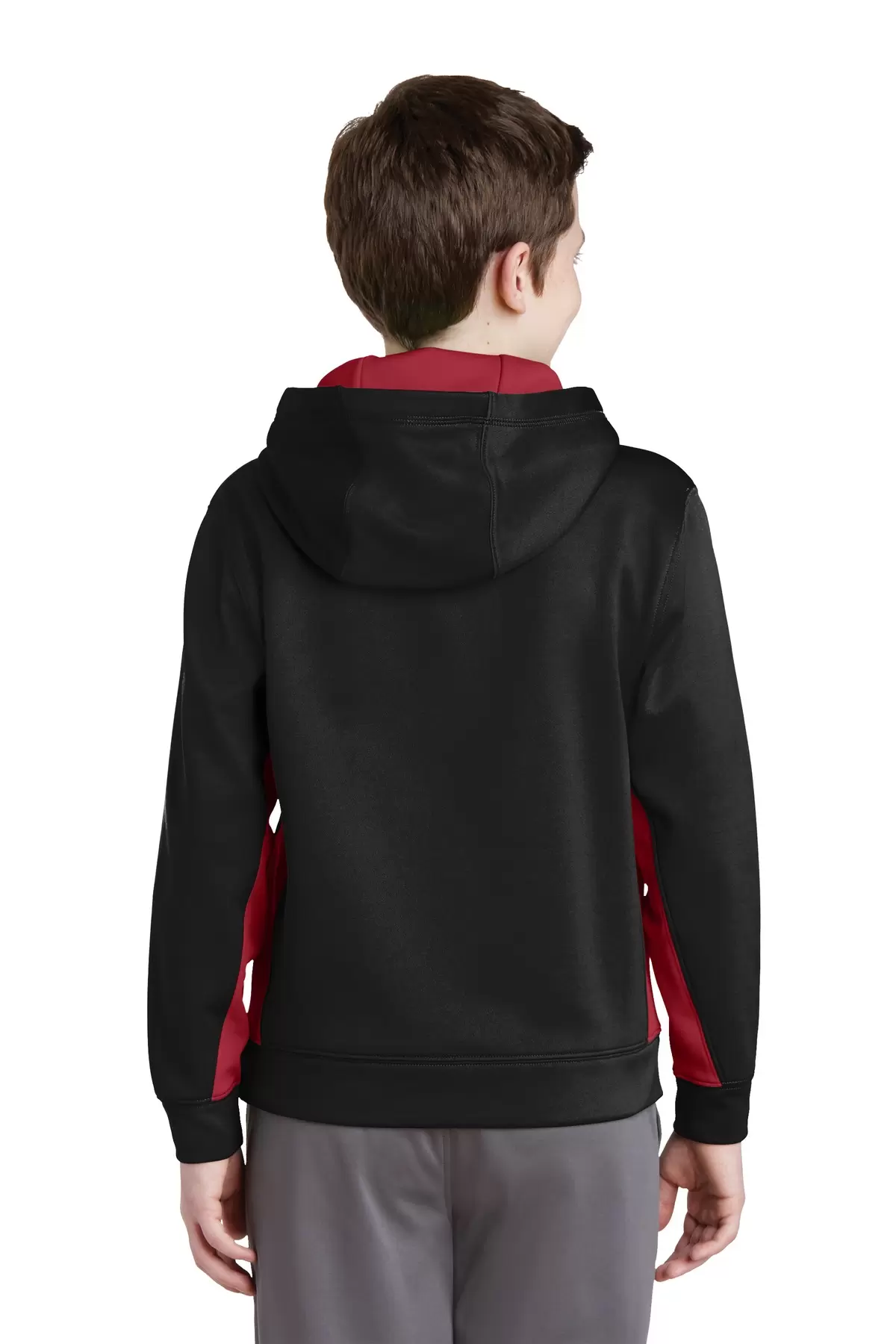 Sport Tek YST235 Sport-Tek Youth Sport-Wick Fleece Colorblock Hooded Pullover SKU: YST235