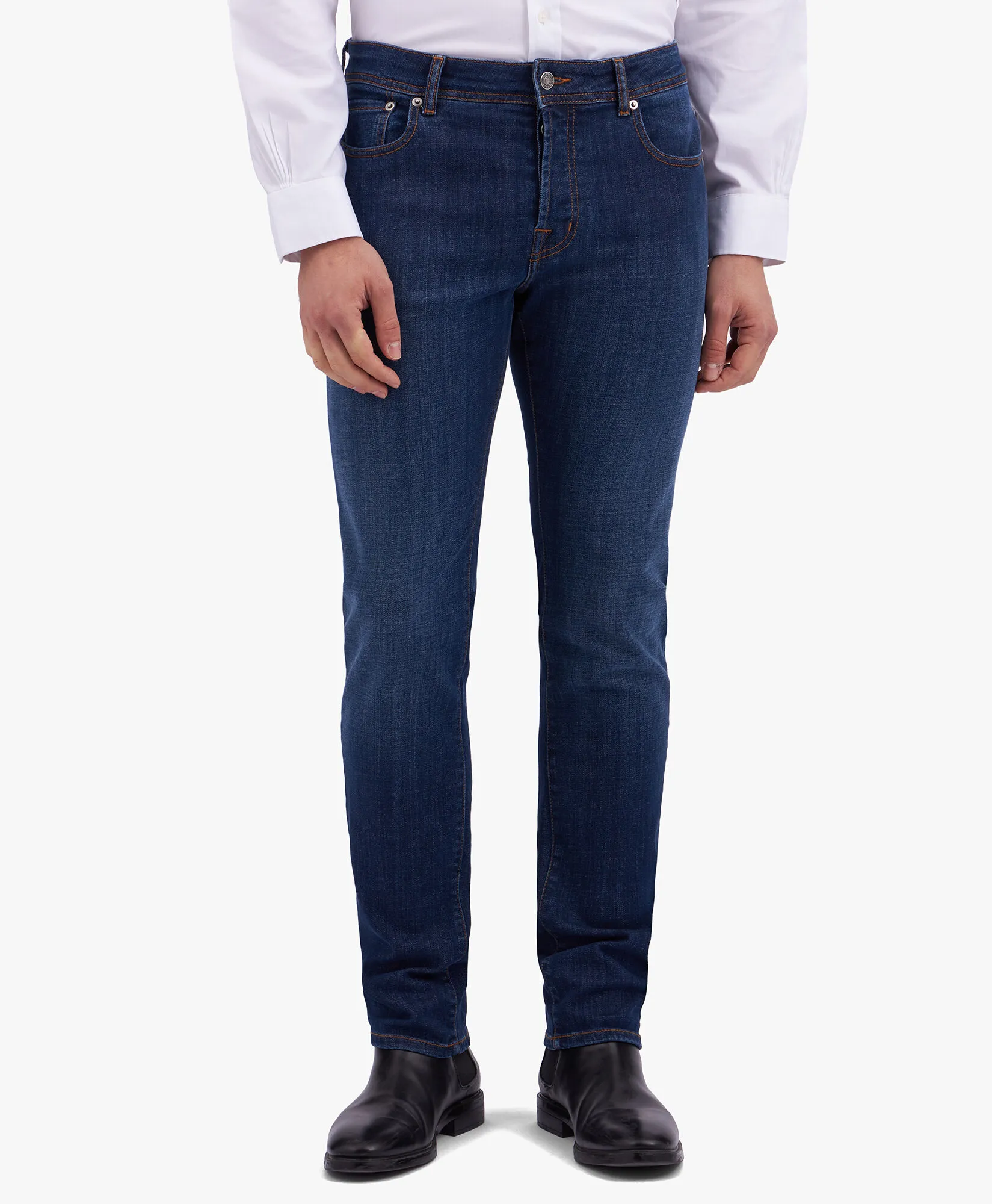 Stretch Cotton Denim Jeans in Blue for Men | Brooks Brothers® UK