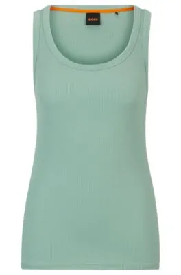 Stretch-cotton slim-fit vest with ribbed structure