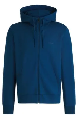 Stretch-cotton zip-up hoodie with logo print