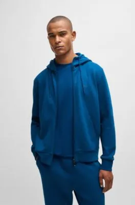 Stretch-cotton zip-up hoodie with logo print