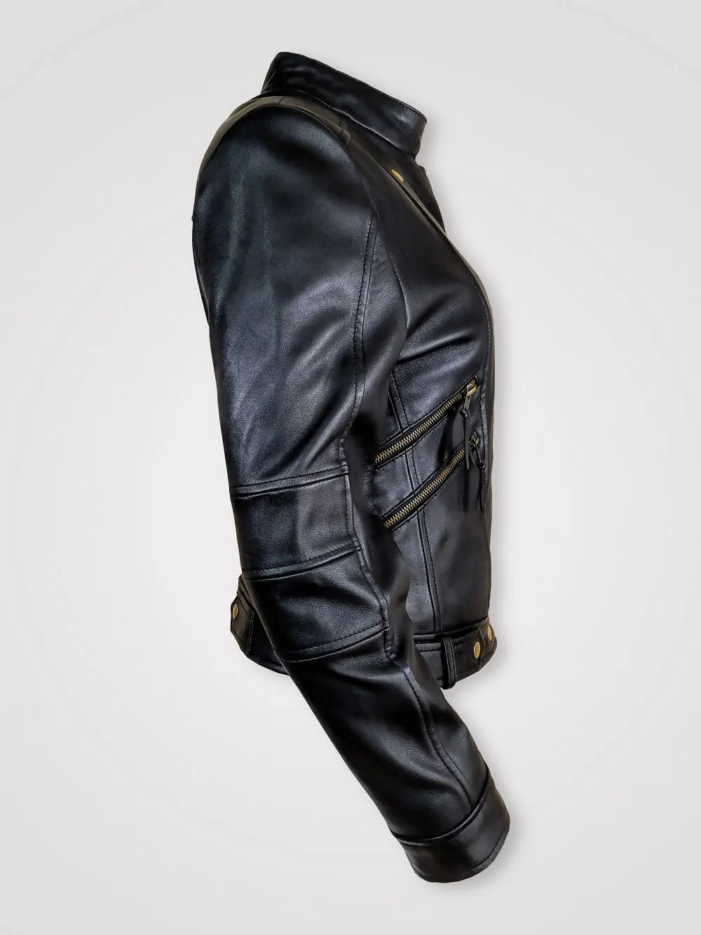 Stylish Leather Motorcycle Jacket with Asymmetrical Zipper Closure