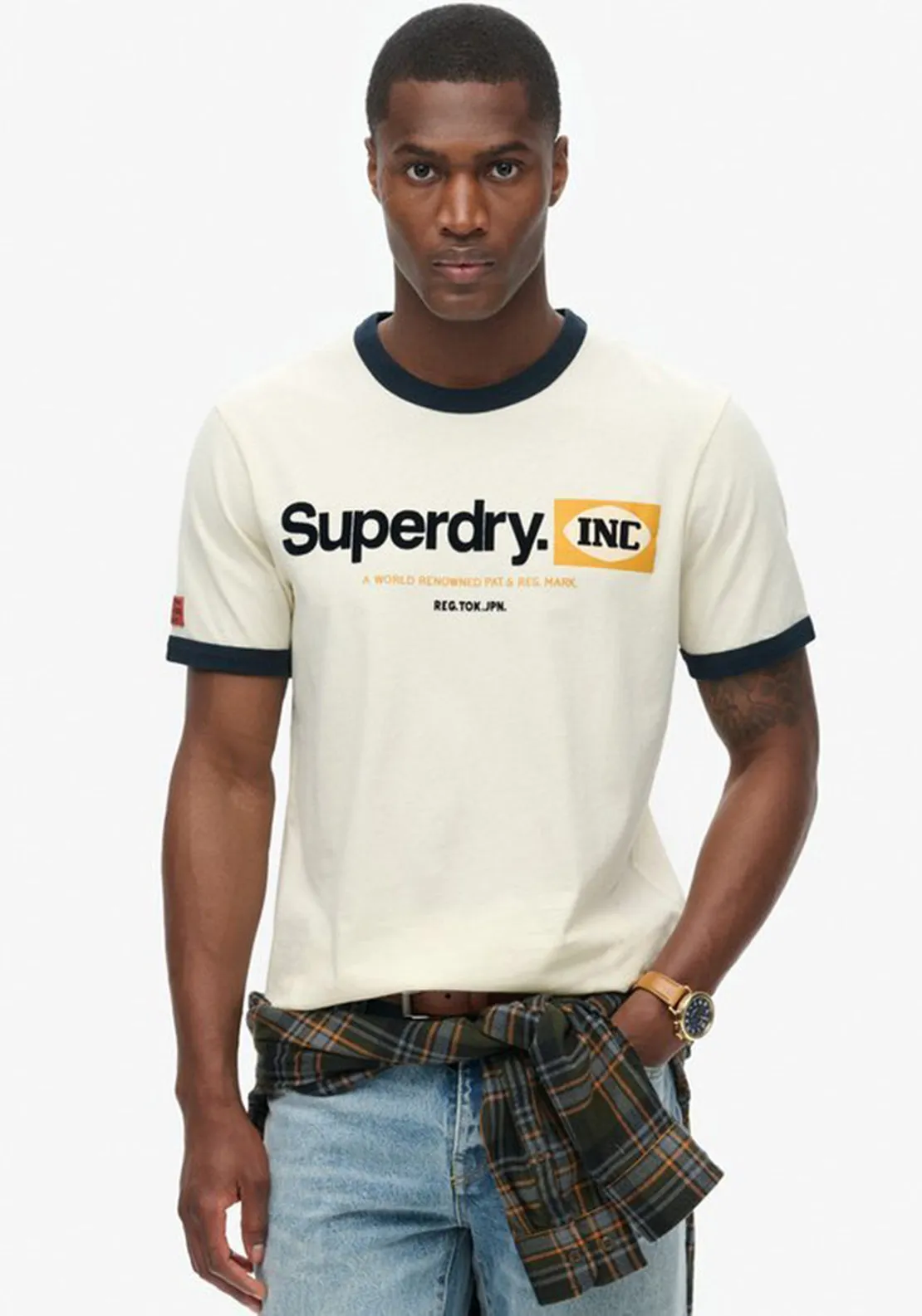 Superdry Ringer Workwear Graphic T-Shirt, Vintage Cream