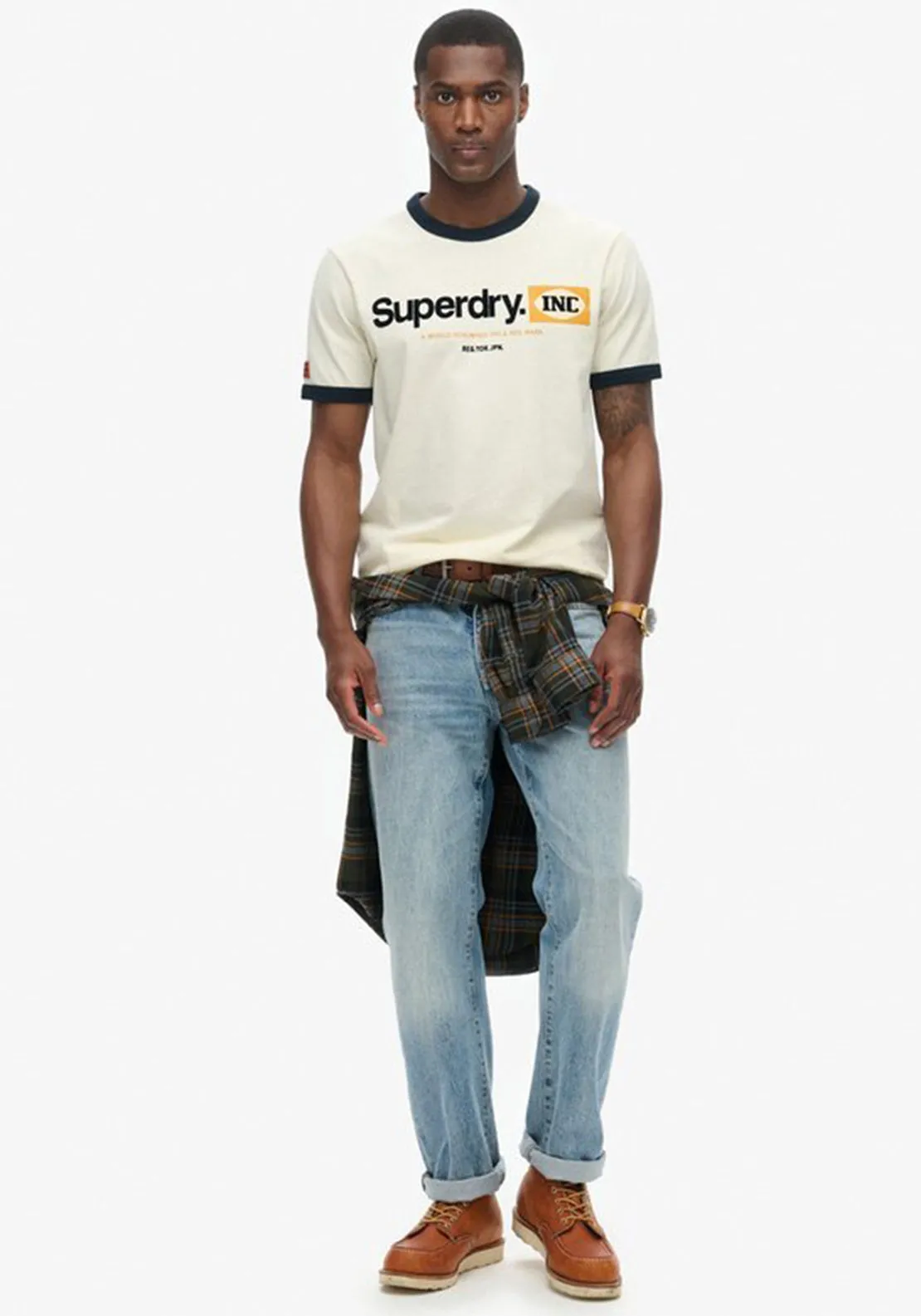 Superdry Ringer Workwear Graphic T-Shirt, Vintage Cream