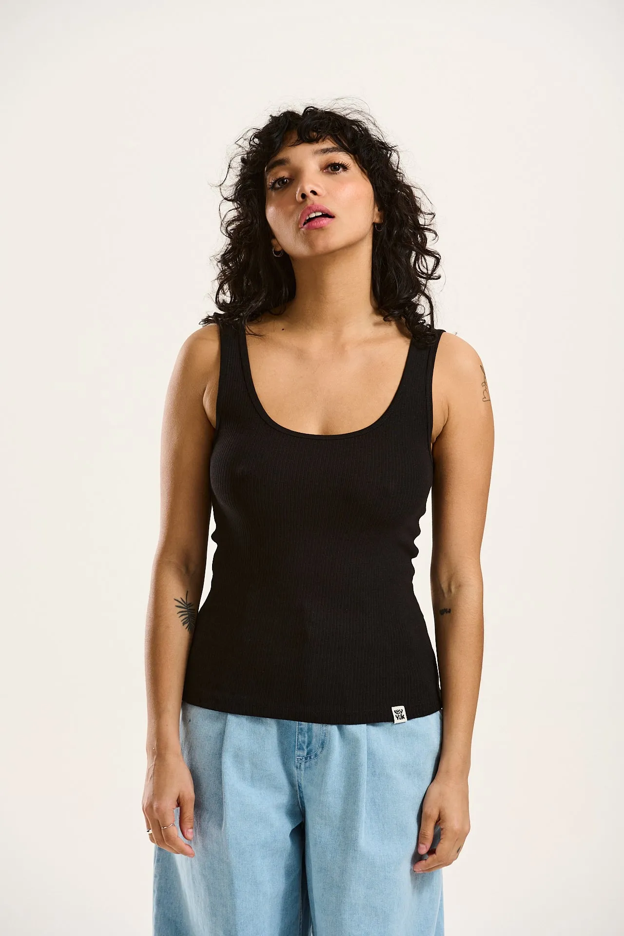 Susie Vest Top: ORGANIC COTTON & LENZING ECOVERO - Black