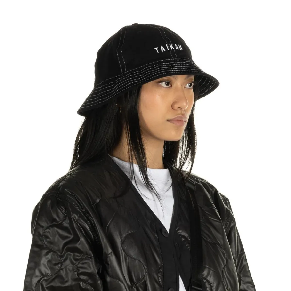 Taikan   Bell Bucket Hat Black Contrast Stitch