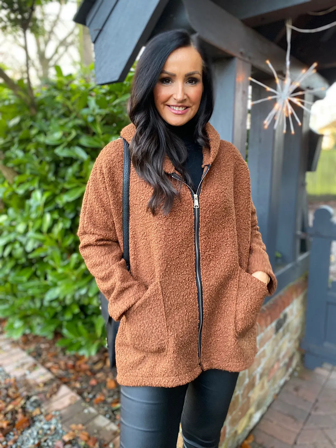 Tan Zip Hooded Jacket Norma