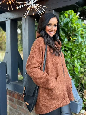 Tan Zip Hooded Jacket Norma