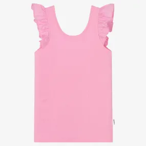 Teen Girls Pink Organic Cotton Ruffle Vest