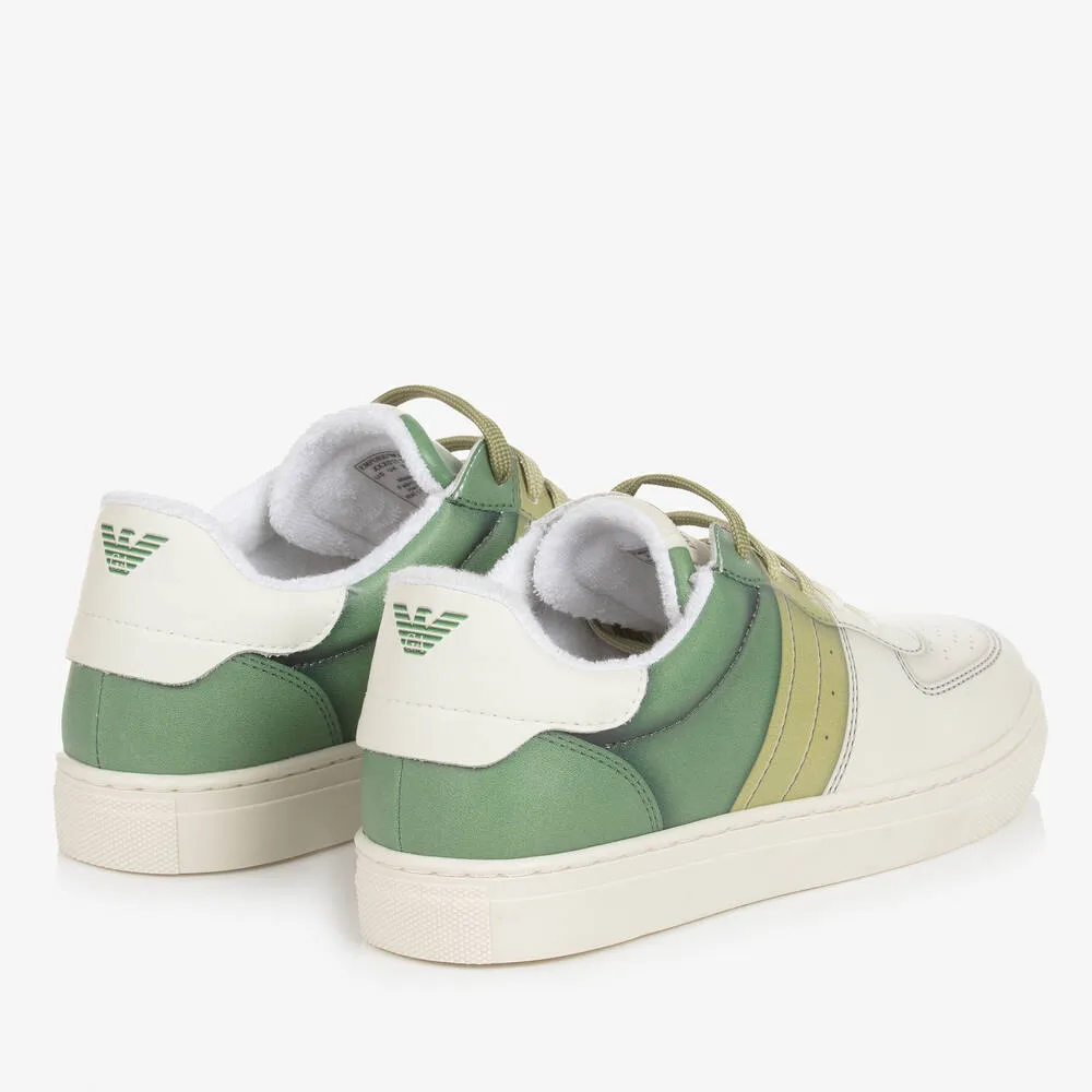 Teen Ivory & Green Lace-Up Trainers